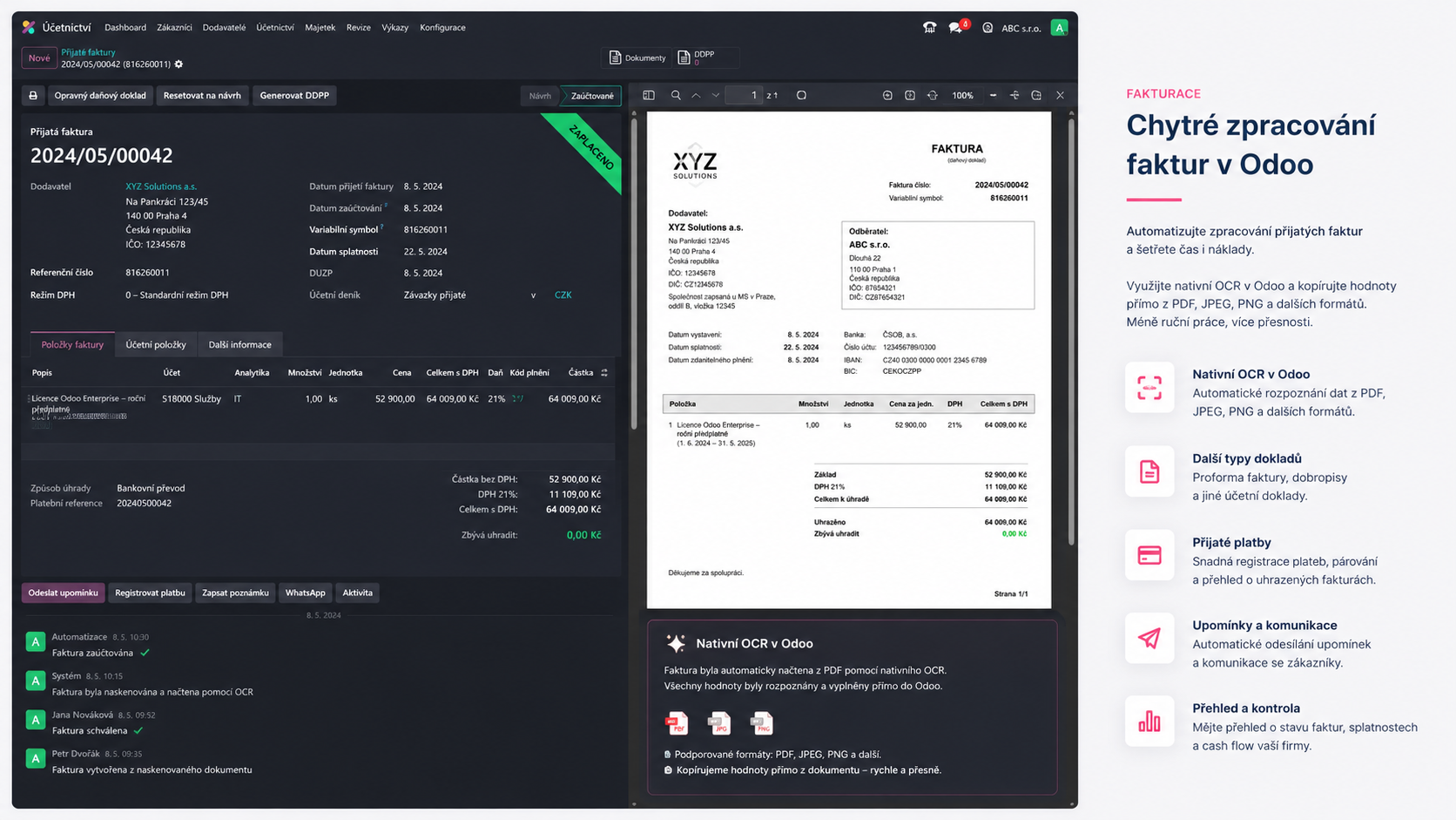 Odoo OCR — automatické načtení faktur